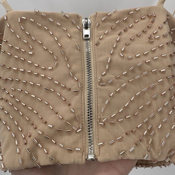 OH POLLY Beaded Crop Tank Bustier Top Size 0 - Picture 8 of 12